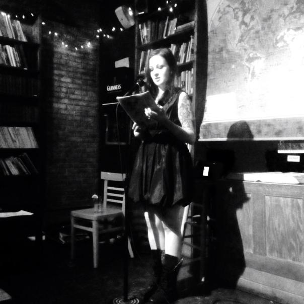 Mila Jaroniec reads from her novel-in-progress. Photo by Alibi Jones.