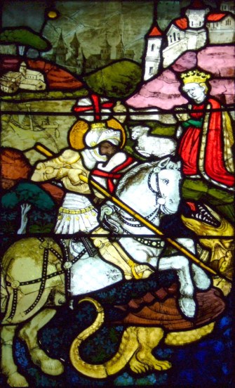 St. George - Hans Acker, 1440 "Ulm-Muenster-NeithartKapelleFenster-061209" by Joachim Köhler - Own work. Licensed under CC BY-SA 3.0 via Wikimedia Commons.