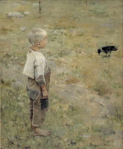 Boy with a Crow - Akseli Gallen-Kallela, 1884